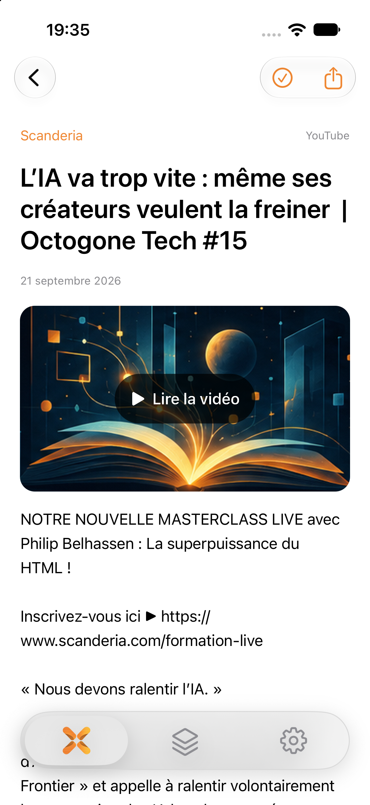 Interface Afflux sur iPhone